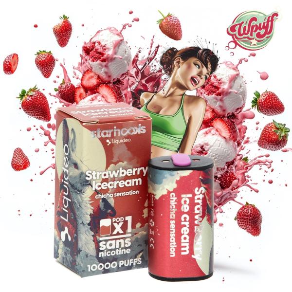 Image principale 🍓🍦 POD STARHOOKS LIQUIDEO - STRAWBERRY ICECREAM | 10 000 PUFFS 💨