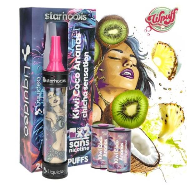 Image principale 🥝 STARHOOKS CHICHA SENSATION LIQUIDEO - 2 PODS KIWI COCO ANANAS | 20 000 PUFFS 🍍🥥